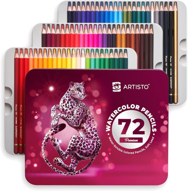 Artisto Premium Watercolor Pencils | Set of 72, Quality 3.5mm Soft Core Leads, Water-Soluble Pencils, Perfect for Beginner & Advanced Artists