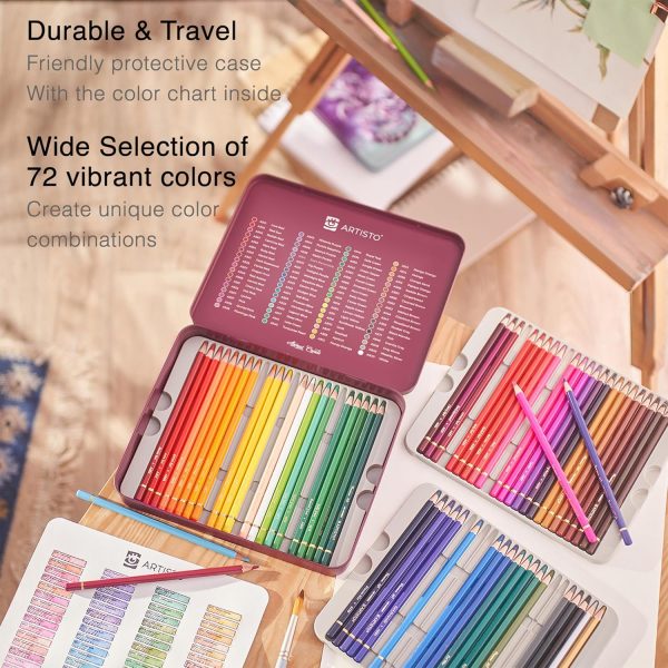 Artisto Premium Watercolor Pencils | Set of 72, Quality 3.5mm Soft Core Leads, Water-Soluble Pencils, Perfect for Beginner & Advanced Artists - Image 5