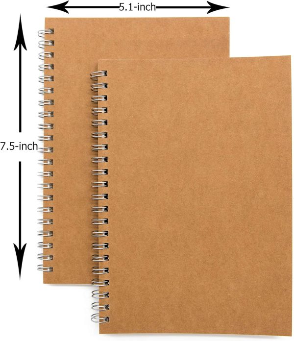 Blank Spiral Notebook, 9-Pack, Soft Cover, Sketch book, 100 Pages / 50 Sheets, 7.5 inch x 5.1 inch (Brown) - Image 3