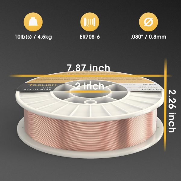TOOLIOM ER70S-6 .030"(0.8 mm) Mild Steel MIG Solid Welding Wire on 10-Pound Spool Compatible with TL-200M TL-250M Pro - Image 2