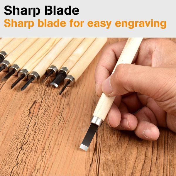 Wood Carving Tools Kit-Premium12pcs SK5 Hand Carving Tools Set,Professional Carving Kits for Beginners, Perfect Carving Knife Set for Carving Wood,Erasers (Wood Carving Tools Kit（12pcs）) - Image 4